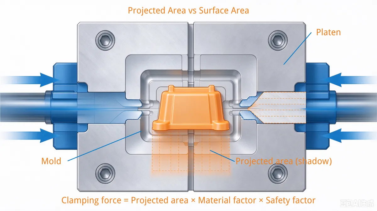 clamping force calculation for injection molding machine size